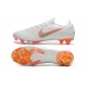 Chaussures de Football - Nike Mercurial Vapor XII Elite FG Blanc Gris Métallique Orange Total