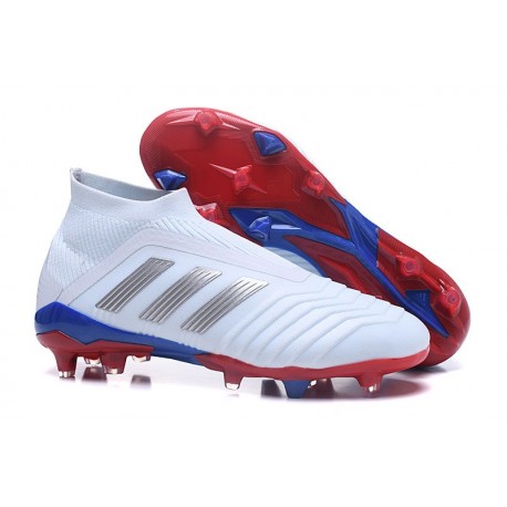 Nouvelles Crampons Foot adidas Predator Telstar 18+ FG Argent Rouge Bleu