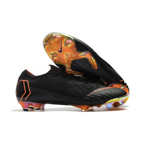 Chaussures de Football - Nike Mercurial Vapor XII Elite FG Noir Orange Total Blanc