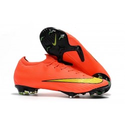 Chaussures de Football - Nike Mercurial Vapor XII Elite FG Noir Orange Total Blanc