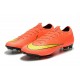 Chaussures de Football - Nike Mercurial Vapor XII Elite FG Noir Orange Total Blanc