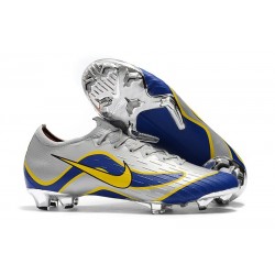 Crampon de Foot Nike Mercurial Vapor XII Elite FG Argent Bleu Jaune