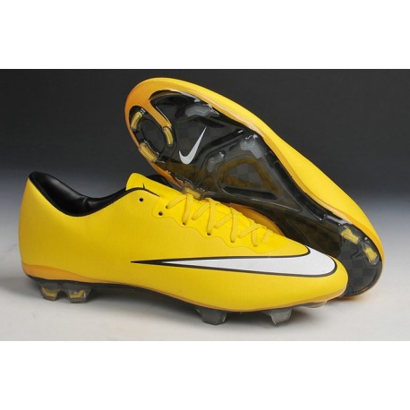 2014 Crampons de Foot Nike Mercurial Vapor X FG Homme Jaune Blanc